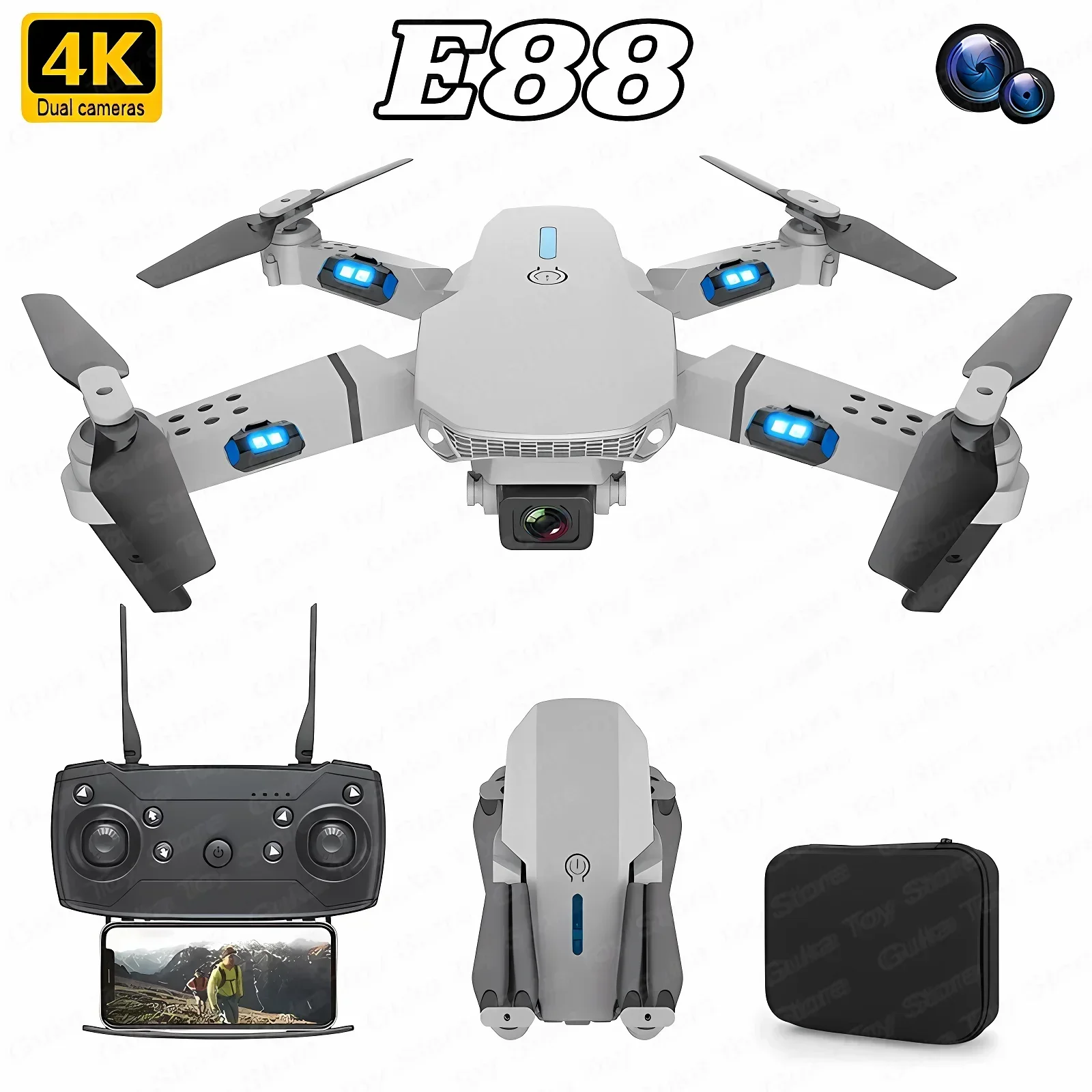 E88 Pro WIFI FPV الطائرة بدون  - مراجعة Drone Ae Rc وسعره